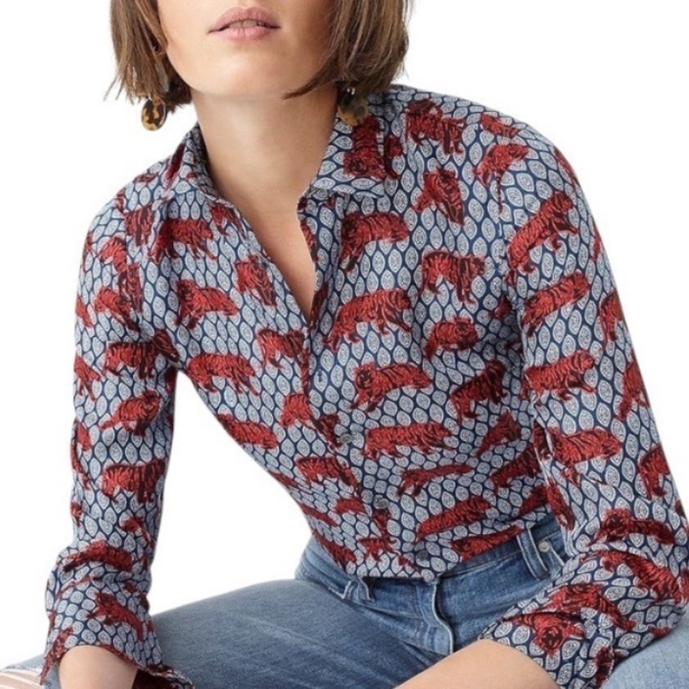 SOLD - J. Crew Collection Silk Tiger Blouse